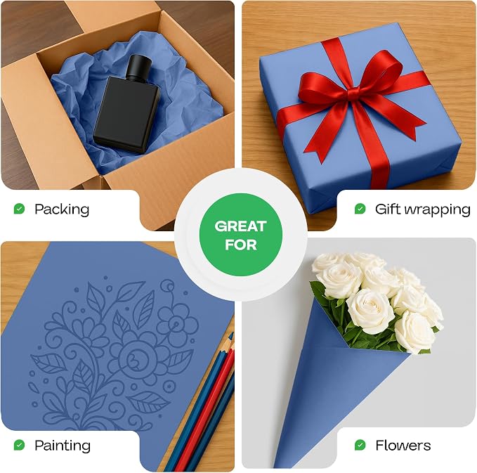 Blue Kraft Paper Roll 36" x 1200" (100 feet) with Cutter - USA-Made Wrapping Paper for Packing, Moving, Shipping & Crafts/Arts - 100% Recyclable Natural Craft Material by IDL Packaging | Wrapping Paper for Packing, Moving, Shipping & Crafts/Arts - 100%... - Image 6