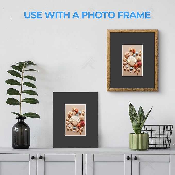 Golden State Art 5 Pack Black Mat 8x10 for 4x6 Photo Matte+Backings+Bags | Acid-Free,4-Ply Thick,Pre-Cut Kit Mattes,White Core,Bevel Cut,For Photos, Pictures,Artwork, Poster or Print Display - Image 7