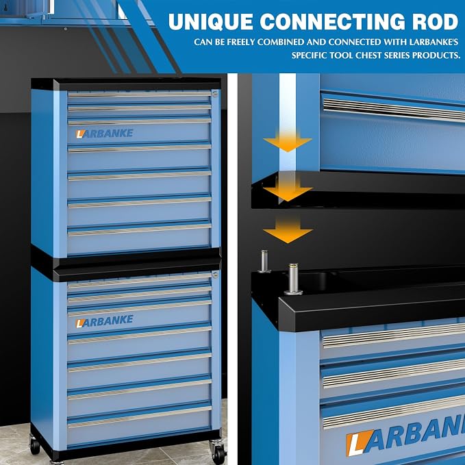 7-Drawer Rolling Tool Chest with Wheels,Locks,Blue Tool Cabinet | Lock&Keys, 360°Wheels with Brakes,Different Sizes of Drawers,Anti-scratch Drawer Liner,Unique Connect Buckle for connecting - Image 4
