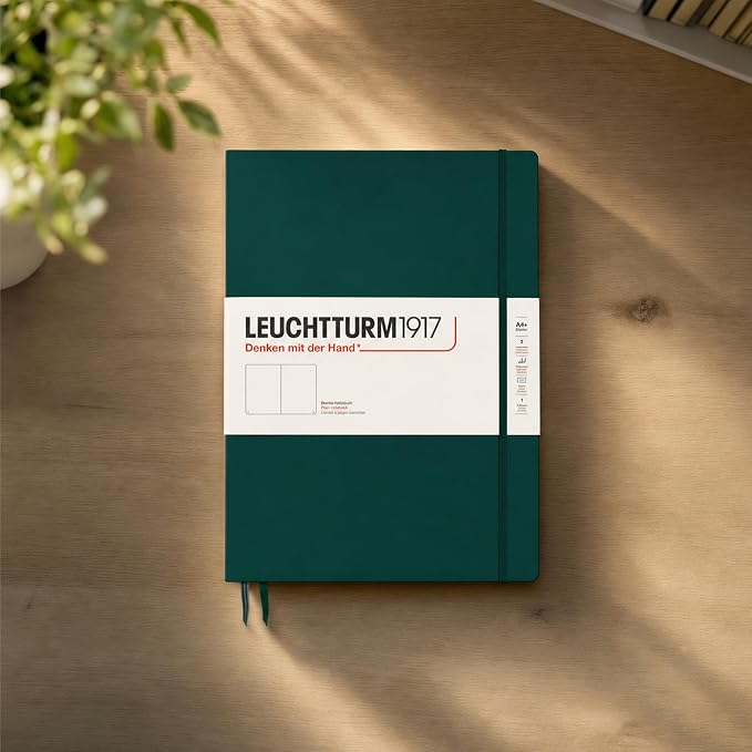 LEUCHTTURM1917 - Notebook Hardcover Master Slim A4+ - 123 Numbered Pages for Writing and Journaling (Forest Green, Plain) - Image 4