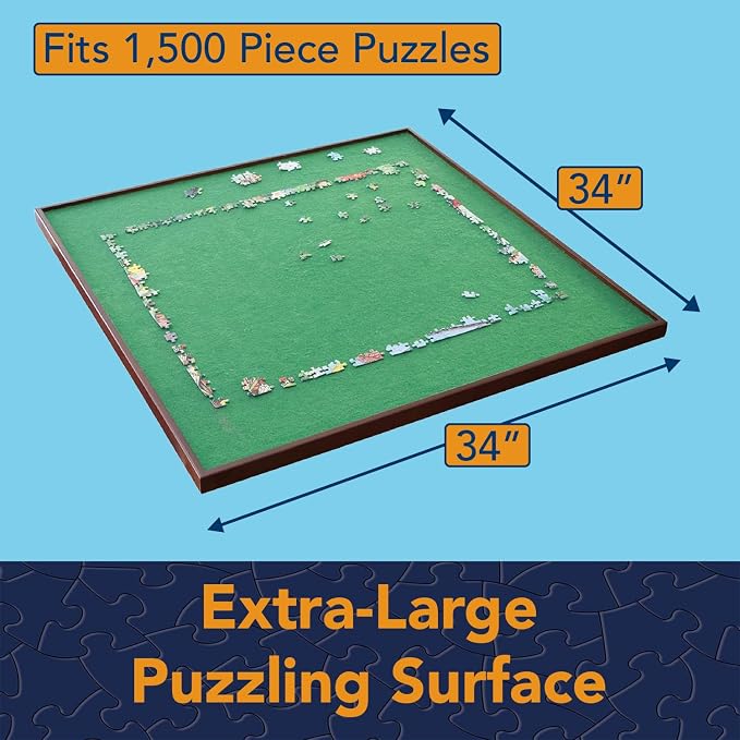 Bits and Pieces Rotating Puzzle Board with Lazy Susan, Portable 1500 Piece Jigsaw Puzzle Table with Fabric Lining, Measures 34" x 34" - Image 7