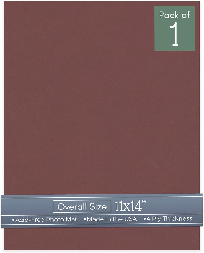 CountryArtHouse Maroon Acid Free 11x14 Backing Board - Uncut Photo Mat Board - 1 Sheet by CountryArtHouse