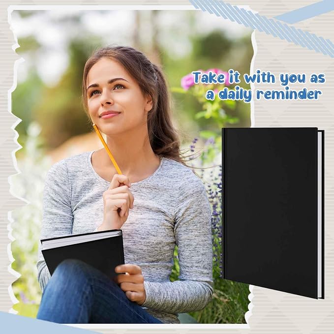 8 Pcs A5 Blank Notebook Journal Hardcover Sketchbook, 8.3 x 5.7 in | Bulk Unlined Sketch Book 100 Sheets/200 Pages Kraft Notebooks for Writing Drawing for Students School Office, Black - Image 6