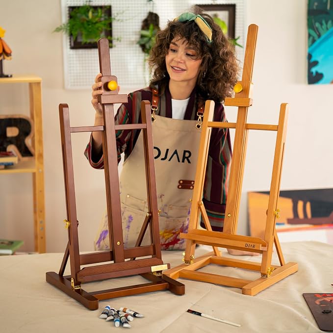 DJAR H- Frame Tabletop Painting Easel, Adjustable Solid Beech Wood Desktop Art Easel, Hold Canvas Up to 27.5", Assembly-Free Art Stand for Artist, Student, Natural - Image 7
