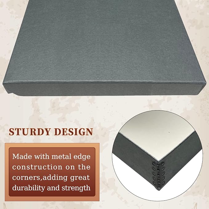 Golden State Art, Clamshell Archival Folio Storage Box 16x20, Gray | Acid-Free Photo Box with Metal Edge Corner, Preserve And Store Paper Documents Cards Prints Arts and Crafts DIY Projects - Image 5