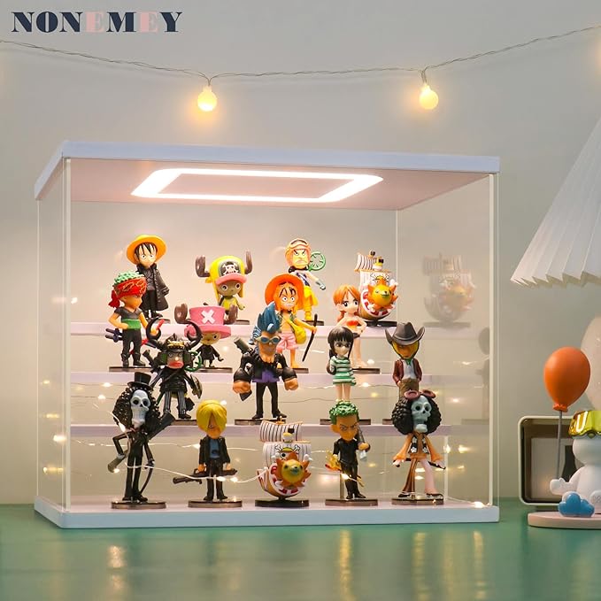 NONEMEY Acrylic Display Case with Light, Upgraded 3 Color Light & Adjustable Brightness Showcase ,4 Tier Dustproof Clear Toy Organizer Box for Action Figures, Collectibles, 12.4x9.6x10.4 in - Image 2