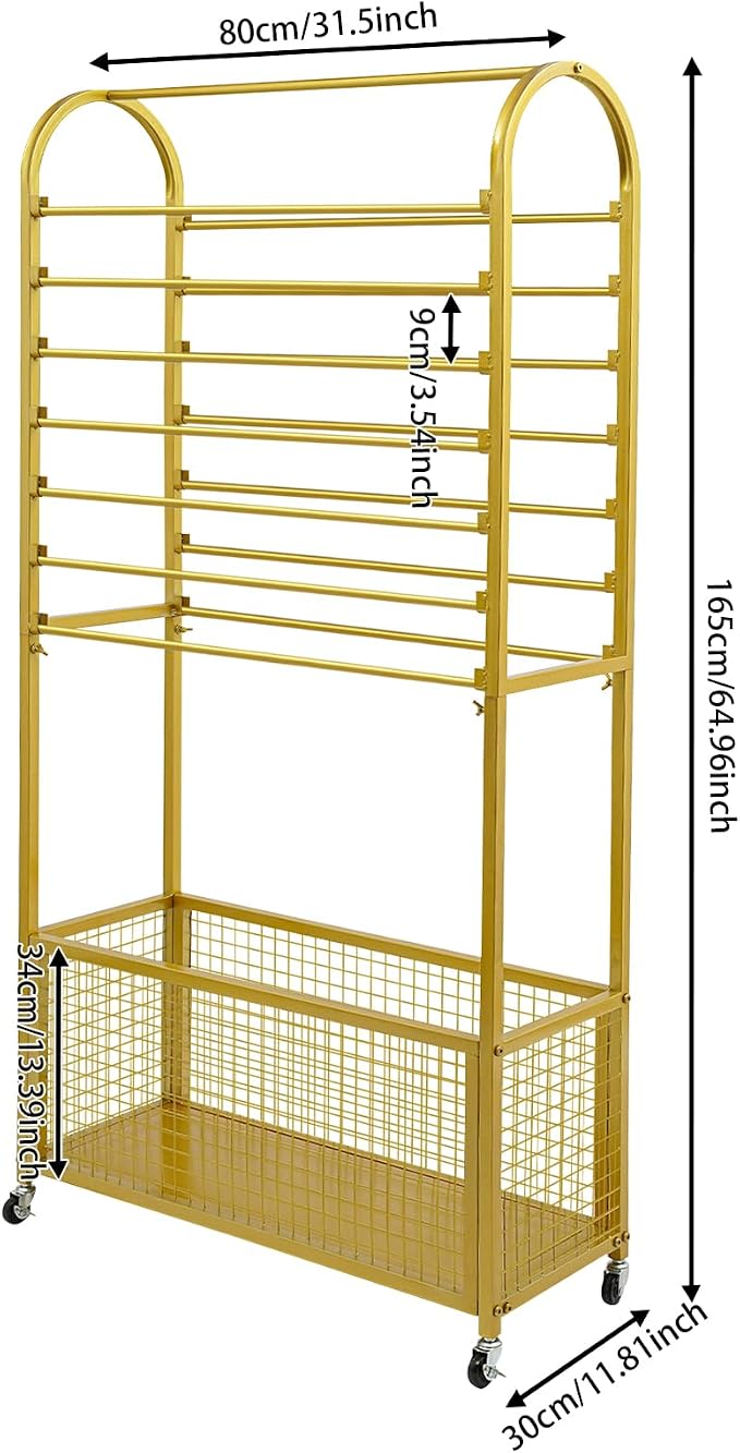 Ribbon Holder Organizer Rack, 15-Layer Ribbon Holder with Wheels | Double-Sided 15-Layer Ribbon Holder with Wheels, Wrapping Paper Ribbon Display Rack Storage Shelf for Craft Room - Image 3