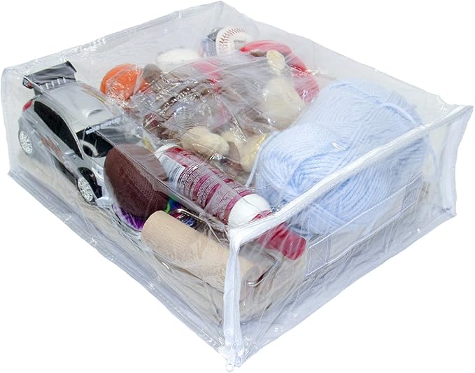 4-Pack Heavy Duty Vinyl Zippered Closet Square Storage Bags (Clear) for Sheets, Arts & Crafts, Toys and Much More! (12" x 15" x 5") 3.9 Gallon - Image 5