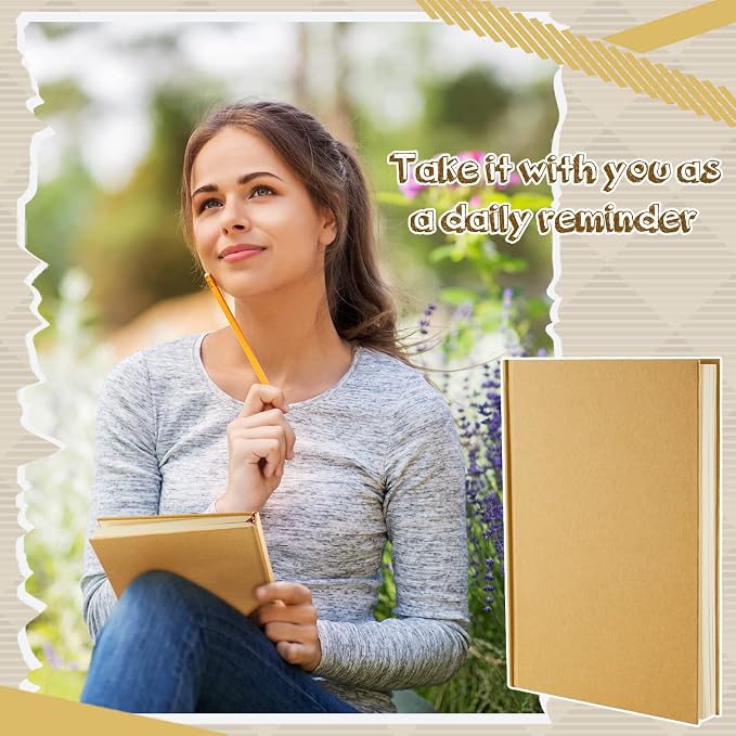 24 Pcs A5 Blank Notebook Journal Hardcover Sketchbook, 8.3 x 5.7 in | Bulk Unlined Sketch Book 100 Sheets/200 Pages Kraft Notebooks for Writing Drawing for Students School Office, Brown - Image 6