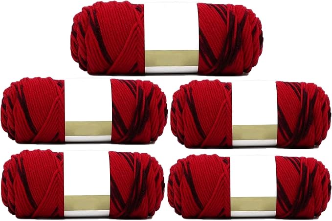 Red Black Soft Cotton Crochet Yarn 500g/1.1lb - Rainbow Gradient Knitting Cotton for DIY Sweater, Bag, Hat, Scarf - Worsted Super Soft Warm Hand Knit Yarn by Unknown