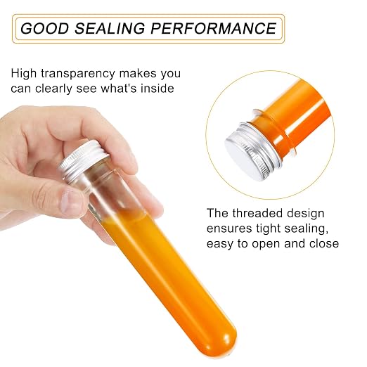 PATIKIL 80Pcs 45ml Plastic Test Tube with Screw Caps, 140x25mm Tubes Aluminum Lid, for Scientific Experiments Party Decoration Candy Bead Storage Bath Salt - Image 4