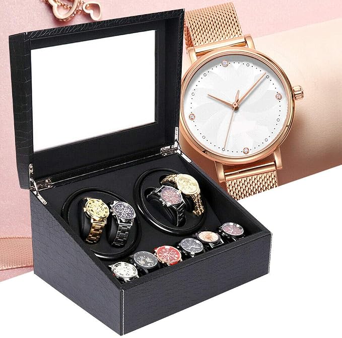 Watch Box, Luxury Auto Rotation Watch Winder Box, 4+6 Watch Storage Display Case Box Holder for Men, Best Gift for Thanksgiving Day Christmas, Black - Image 3