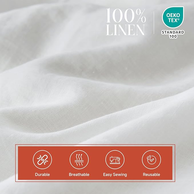 Simple&opulence 100% Linen Fabric by the Yard - 78" Wide Natural Breathable Linen Cloth for DIY, Embroidery, Sewing, Clothing, Bags, Home Decor, Crafts, and Art Canvases (White, 1 Yard) - Image 3