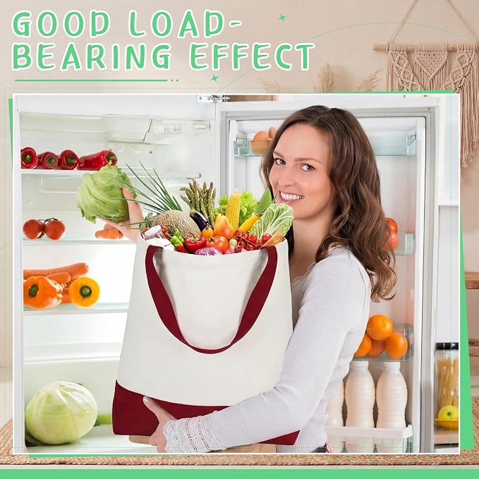 Epakh Canvas Tote Bags Bulk 18.5 x 15 Inch Reusable Grocery Shopping Bags Tote Luggage for Shopping - Image 2