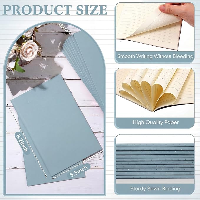 100 Pcs A5 Journals Notebooks Bulk,Lake Blue,Lined | Kraft Softcover Small Notebooks 5.5 Inch x 8.3 Inch Notepads with 60 Page 30 Sheet for Writing Sketch Travel Office Supplies - Image 2