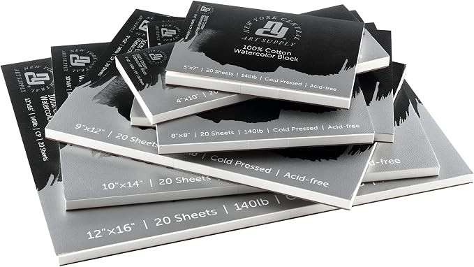 New York Central Watercolor Block, 140lb/300gsm Cold Press 8x8, 20 Sheets, Archival Watercolor Paper for Artists, Students, Gelatin Sized, Durable Water Color Paper, Suitable for Wet and Dry Media - Image 5