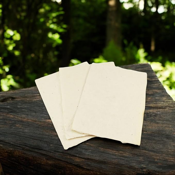Handmade Lokta Card Stock 5x7 Inch Deckle Edge Paper (25 Sheets) | Kathmandu Valley Co. tree-free cardstock, printing decorative DIY invitations, vintage stationery, made in Nepal - Image 3