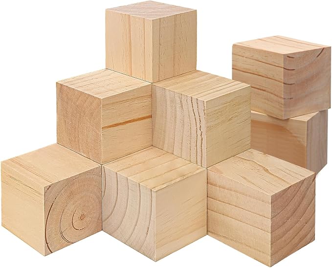 12 Pack Wooden Cubes for Crafts, 3 Inch Craft Quality Wood Cubes, Wood Blocks for Crafts Perfect for DIY Crafts and Art Projects（Not a Toy） by Geytetqi