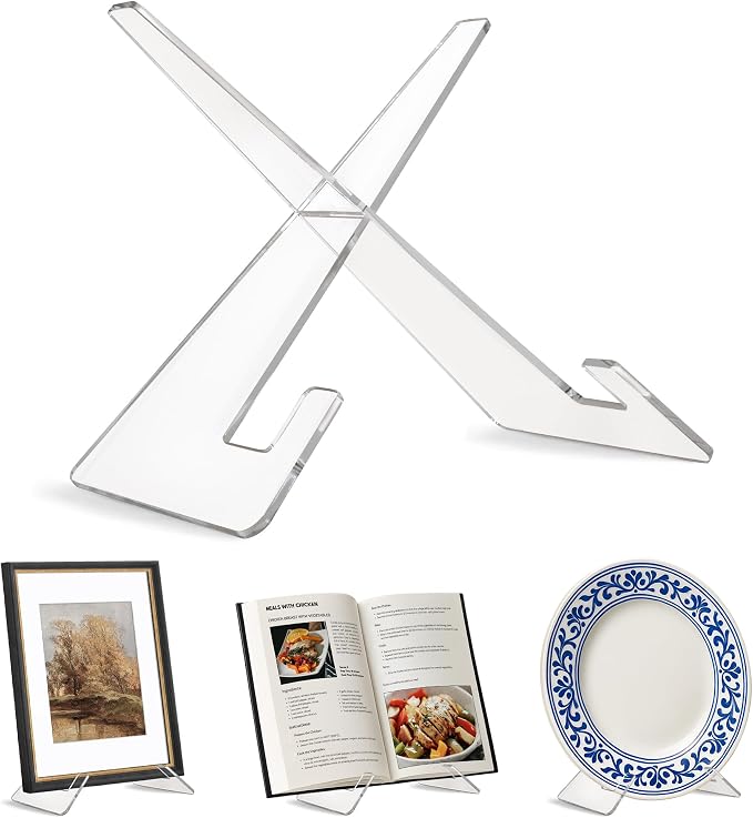 Americanflat Acrylic Easel Stand - 10" Tabletop Easel and Plate Stand - Lightweight Display Holders for Photos, Cards, Frames, Books, Magazines, Albums - Home or Office Decor by Americanflat