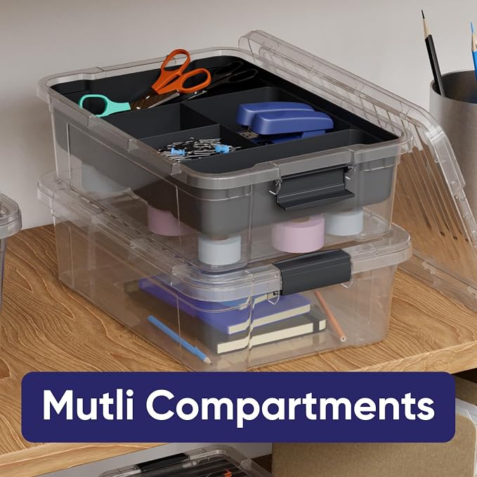 Superio Storage Container Organizing Bin with Removable Tray Plastic Tools, Sewing, Crafts Box, 7.5 Qt. - Image 4