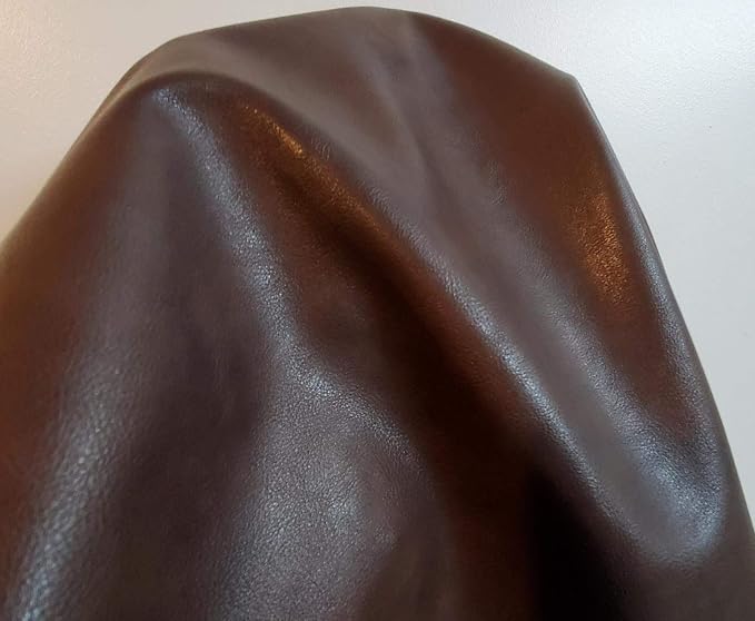 NAT Leathers | Brown Soft Faux Leather Fabric Sheet PU (Peta Approved Vegan) | 4 Yards (144 x 54 inches) Cut by the Yard | Synthetic Pleather 0.9mm Smooth Nappa Upholstery | 144"x54" by NATLeathers