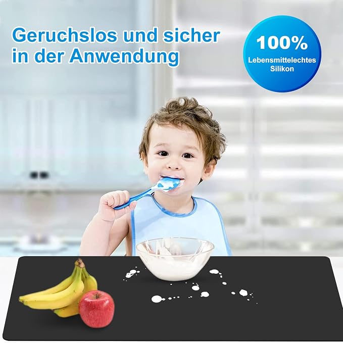 Silicone Mat for Kitchen Counter, 27.5" x 16.5" x 0.08", Black | Heat Resistant, Nonslip, Multipurpose Countertop Protector, Shipped Rolled Up - Image 3