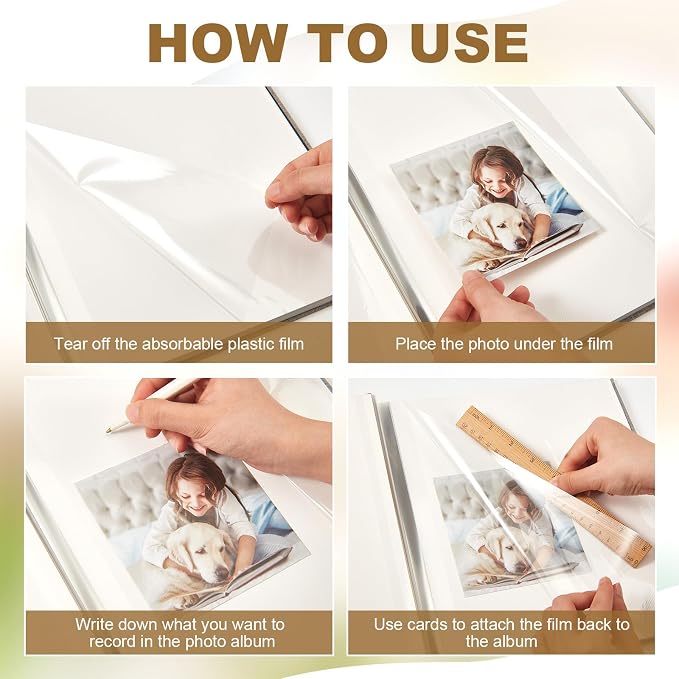 Jetec 5 Pcs 11 x 10.6 Inch Large Photo Album Self Adhesive, Beige | 40 Blank Pages, Photo Scrapbook, DIY Linen Cover Album with 5 Pcs Metallic Pen, Wedding Family Baby Travel Memory Pictures - Image 3