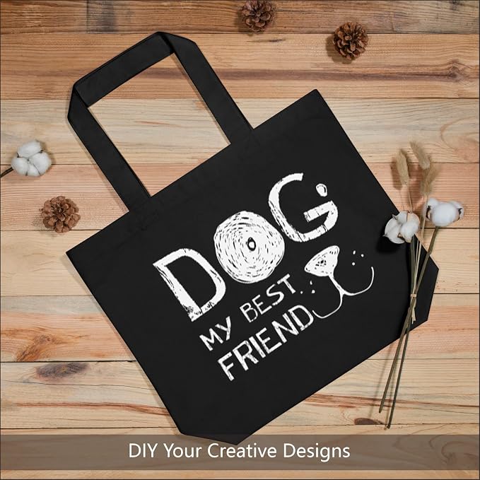 TOPDesign 6-Pack Super Strong Large 12oz Cotton Canvas Tote Bags, Reusable Grocery Shopping Cloth Bags, Fashionable Two-Tone Totes for Crafts, DIY Your Creative Designs - Image 3