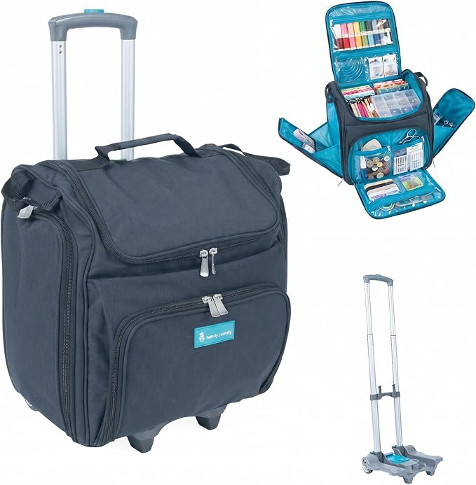 Crafter’s Tote Bag Organizer, Storage Bag for Craft Supply, and Scrapbooking Carrier w/Handle and Wheels by HandySandy