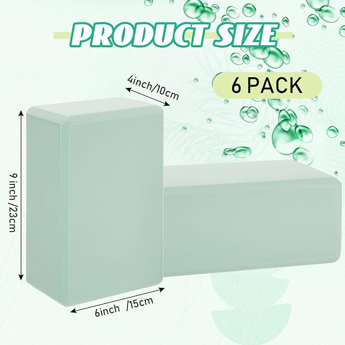 Wettarn 6 Pack Yoga Blocks 9 x 6 x 4 Inch EVA Foam Lightweight Non Slip Yoga Props for Pilates Stretching Meditation - Image 3