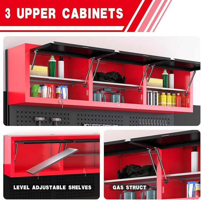 72" Rolling Tool Chest with 15 Drawers, 1.2" Thick Solid Wood Top | Power Outlet & Pegboard, Lockable,18" Deep 1.2" Thick Solid Wood Top - Image 5
