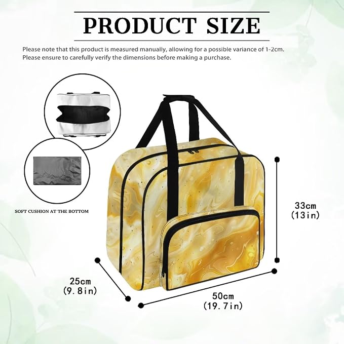 Yellow Marble Sewing Machine Carrying Case Cover Dust Cover with Convenient Pockets for Sewing Accessories Scissors Crochet Hooks - Image 7