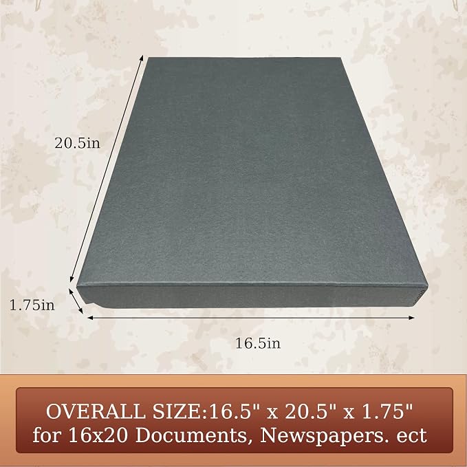 Golden State Art, Clamshell Archival Folio Storage Box 16x20, Gray | Acid-Free Photo Box with Metal Edge Corner, Preserve And Store Paper Documents Cards Prints Arts and Crafts DIY Projects - Image 2