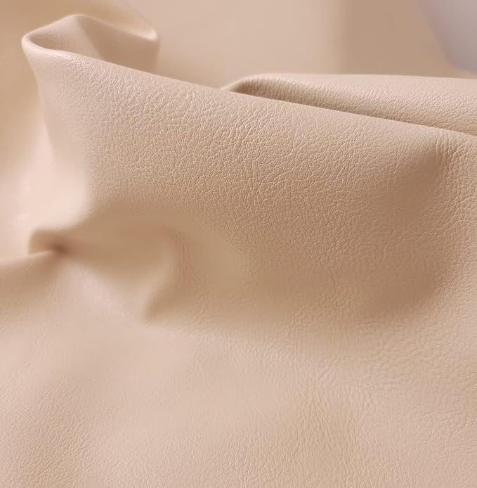 NAT Leathers | Soft Bone Faux Leather Upholstery Fabric by The Yard (Peta Approved Vegan) Smooth Synthetic PU Pleather 0.9mm | Bone 10 Yards (360"x54") by NATLeathers