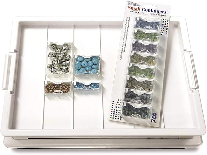 Plastic Stackable Organizer Tray Bundle with Lid and 18 Size Large Containers for Beads and Craft Supplies - Image 3