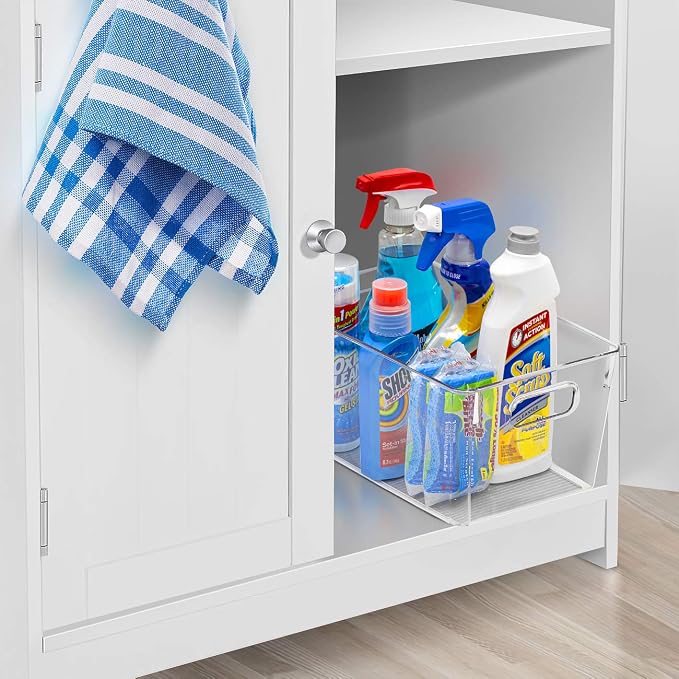 Sorbus Medium Clear Plastic Storage Bins for Shelves, Clothes, with Handle - Clear Storage Bins, Drawer, Shelf, Closet, Pantry, Fridge, Freezer Organizer Bins, Closet Organizers and Storage (4 pack) - Image 6