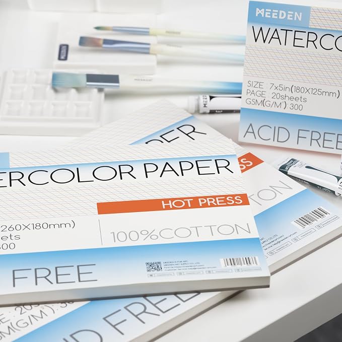 MEEDEN Cotton Watercolor Paper Block: 9" x 12" Hot Pressed of 20 Sheets | 140lb/300gsm 100% Cotton Watercolor Paper Pad, Acid-free Art Paper for Painting, Drawing, Watercolor, Gouache, Ink and More - Image 6