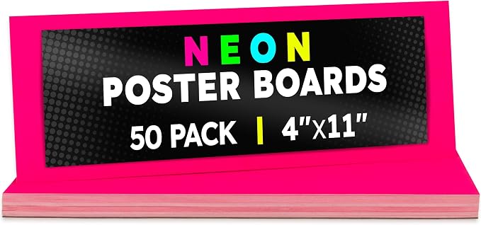 Hygloss Medium Poster Board 4x11 - 50 Neon Pink Single Color Bulk Pack - 10 Pt. Thickness Colored Poster Board Paper for Projects, Signs, Displays - Posterboard Multipack 4" x 11" - Image 7