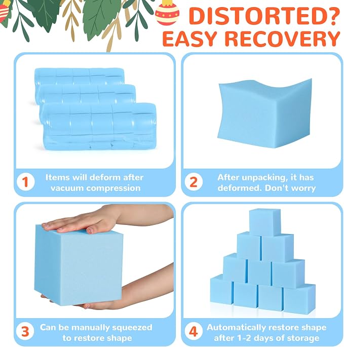 Foam Pit Blocks Foam Padding Sponge Pit Cubes Sponge Blocks for Amusement Park Gymnastics Freerunning and Parkour Courses - 24PCS 5" x 5" x 5" (Light Blue) - Image 3