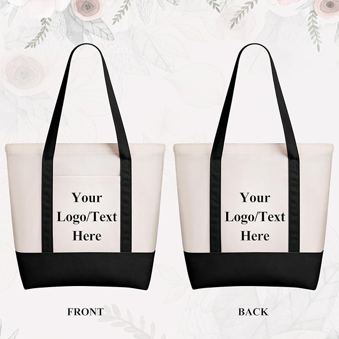 Custom Canvas Tote Bags Bulk with Logo 1 | 6 | 10 | 30 | 50 | 100 Pack Personalized Reusable Grocery Shopping Bags - Image 5