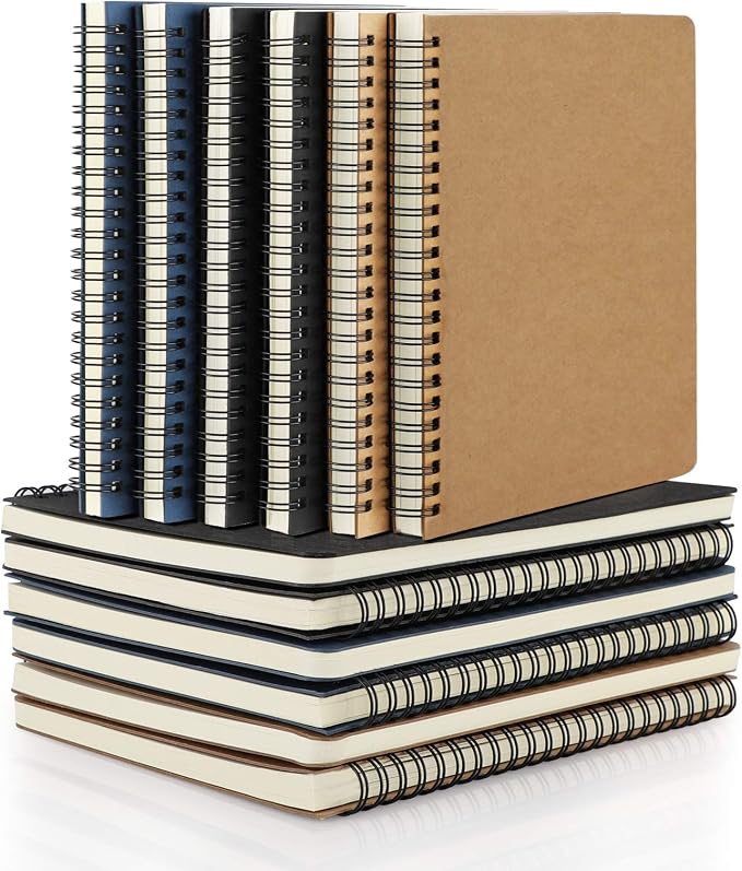 EUSOAR College Ruled Spiral Notebook, A5 12 packs 5.5"X8.3" 120 Pages Lined Travel Writing Notebooks Journal, Memo Notepad Sketchbook, Students Office Business Subject Diary-3 Colors by EUSOAR