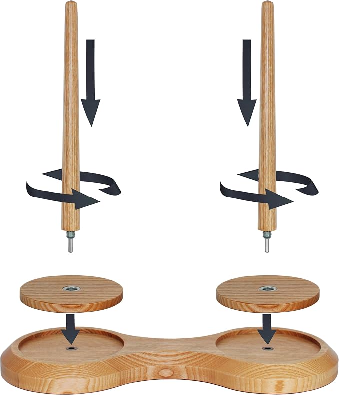 BARVA Double Yarn Holder 44 Lb Total Capacity for Chunky Yarn | Dual Bearing Spinners & Big Rubber Anti Slip Pads for Max Stability | European Wood Crochet Accessories & Pro Tools for Fiber Crafts - Image 2
