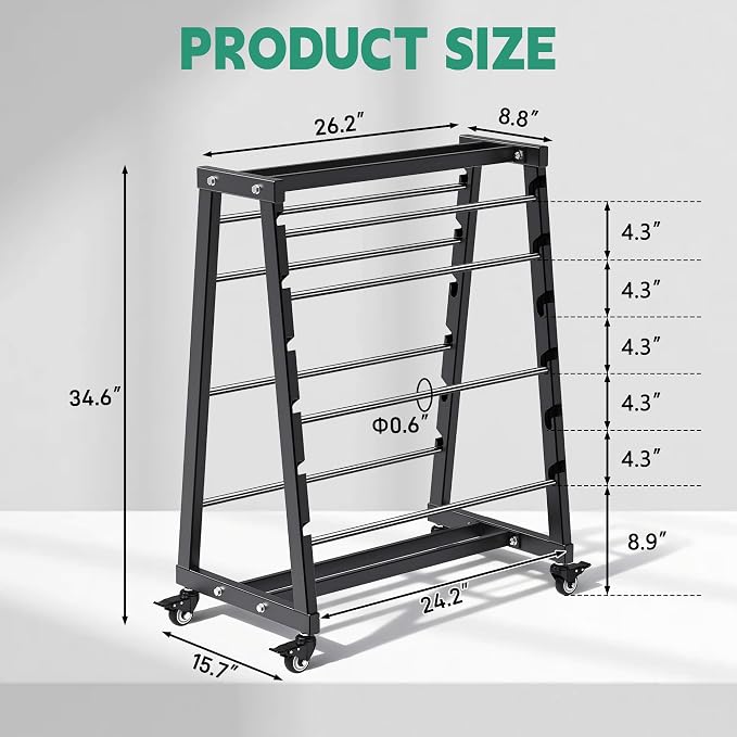 Wire Spool Rack, Adjustable Cable Organizer, 8-Rod Cord Reels | With Locking Wheels for Electrical Industrial Warehouse Reel Storage 400 lbs Capacity Wire Spool Holder up to 12 Spools Rods - Image 7