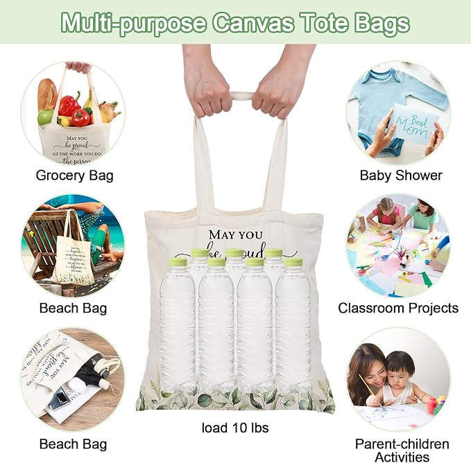 Roowest 60 Pcs Employee Appreciation Gift Totes Bulk Inspirational Canvas Bags Reusable Cotton Bag(May You Be Proud) - Image 6