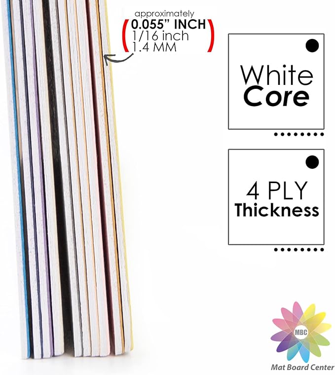 Mat Board Center Pack of 25 11x14 Uncut Mat Boards, Assorted Colors | Acid-free Matboards, 4-Ply Picture Backing Board Ideal for Frames, Photos, Crafts, Prints - Image 5