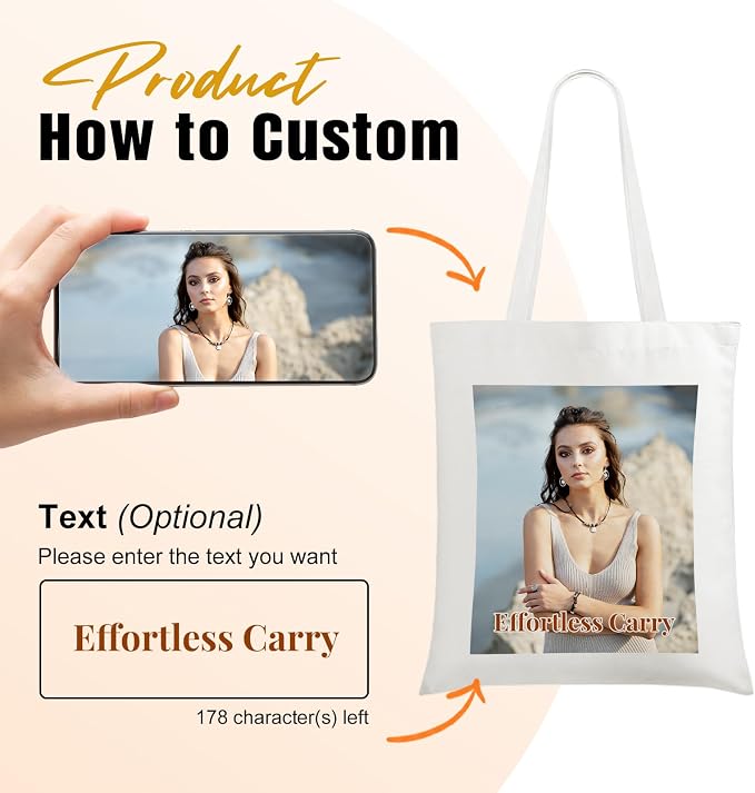 Custom Canvas Tote Bags Bulk with Logo 1 | 6 | 10 | 30 | 50 | 100 Pack Personalized Reusable Grocery Shopping Bags - Image 6