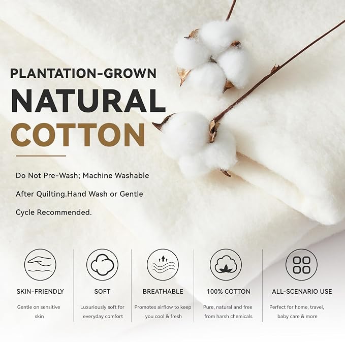 QSTEHEML Natural Cotton Batting for Quilting 47" x 8 Yards, Quilt Batting for Sewing, Lightweight Batting Fabric for Potholders & Handmade Quilts & DIY Projects, Microwave Safe for Bowl Cozies - Image 5