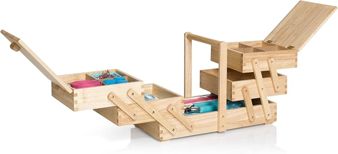 Prym Sewing Basket, Wood, Beige, Brown, Medium - Image 2