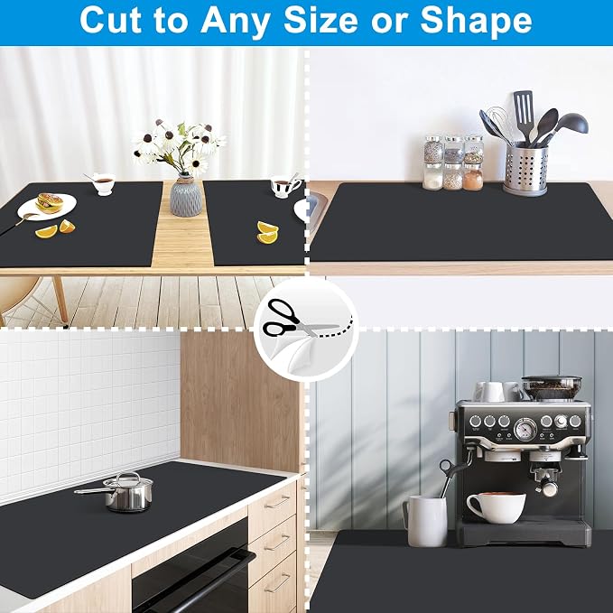 Extra Large Silicone Mat 78.74”x19.69”x0.08”, Multipurpose Silicone Mat Thick Heat Resistant Mat Shipped Rolled Up Kitchen Counter Mat Nonslip Silicone Mats for Kitchen Counter Black | Thick Nonslip Silicone Counter Mat, Waterproof Kitchen Countertop P... - Image 4