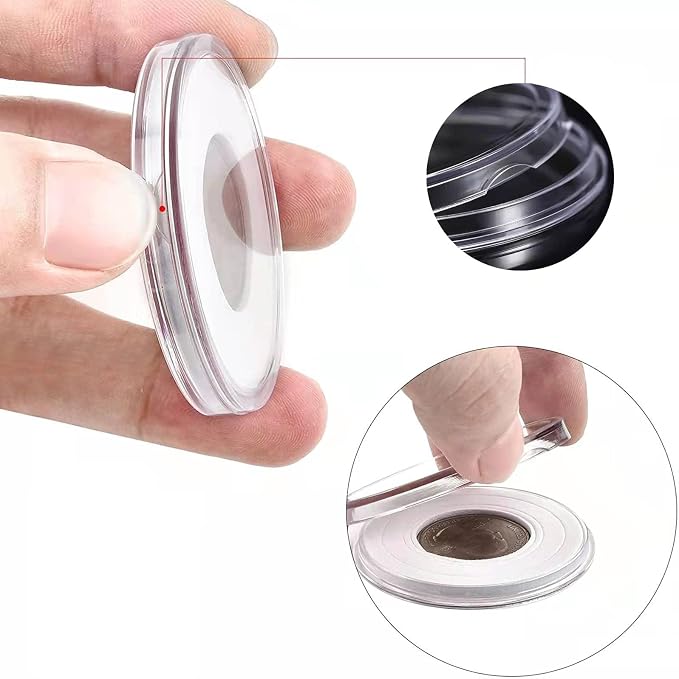 20-46 mm Wooden Coin Holder, 60 Pcs Highly Transparent Capsules With Foam Gasket, Collector Case, Professional Storage Box for Collection (Wood Color) - Image 4